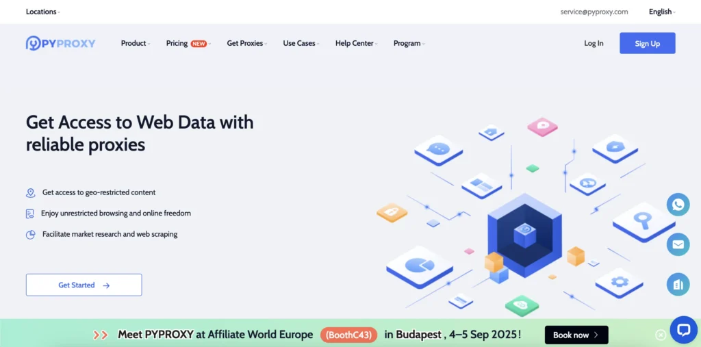 PyProxy homepage — reliable access to geo-restricted content