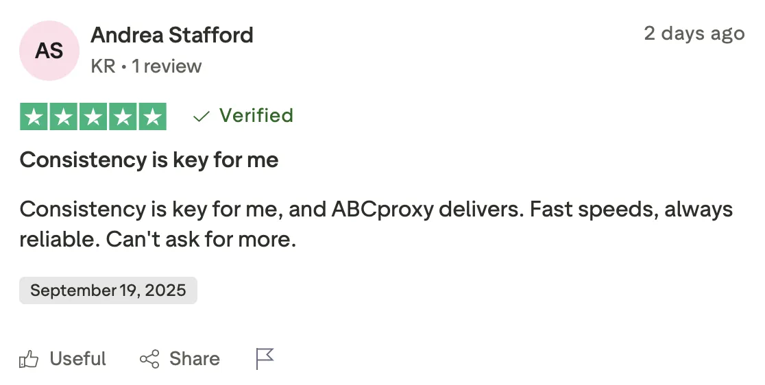 Review of ABCproxy service with focus on consistency and speed