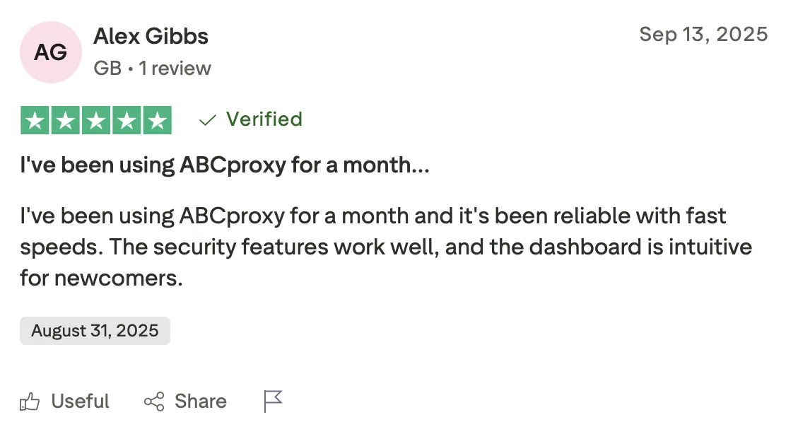ABCproxy review focused on security and dashboard usability