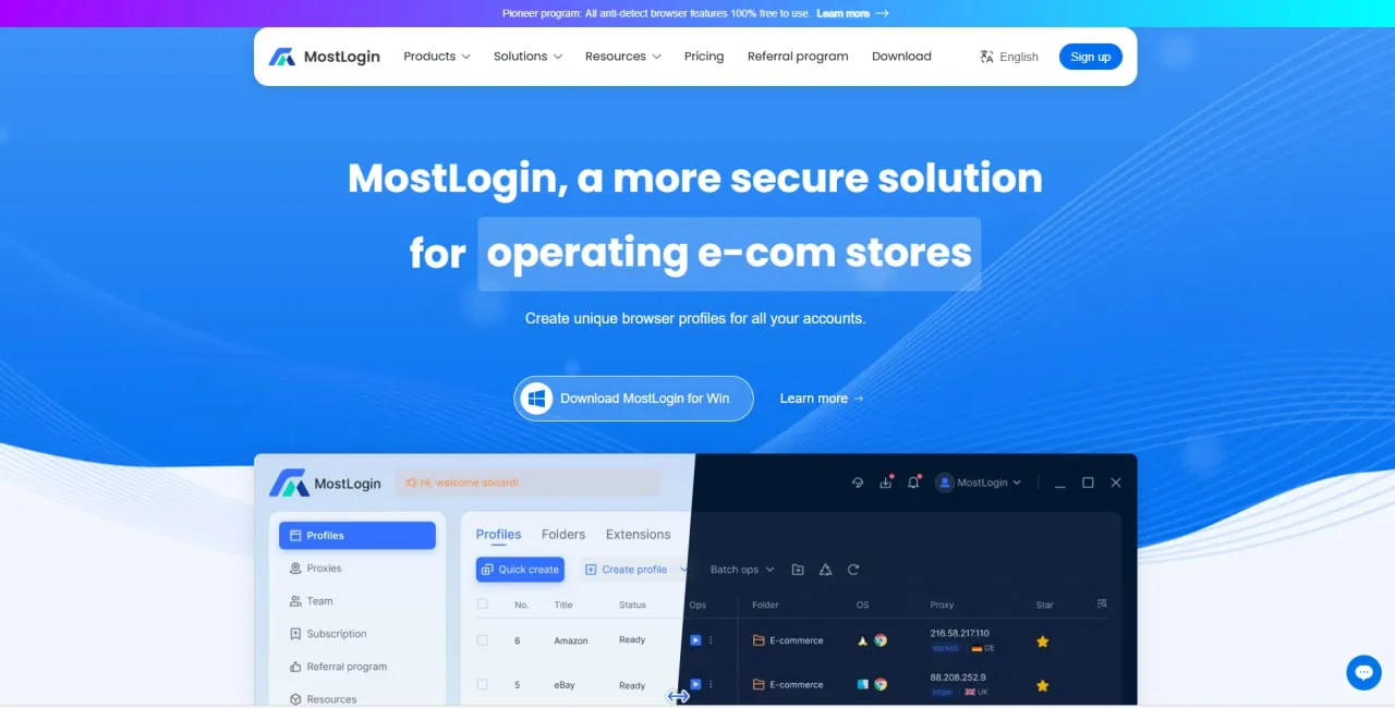 MostLogin antidetect browser for managing multiple accounts and protecting digital fingerprints