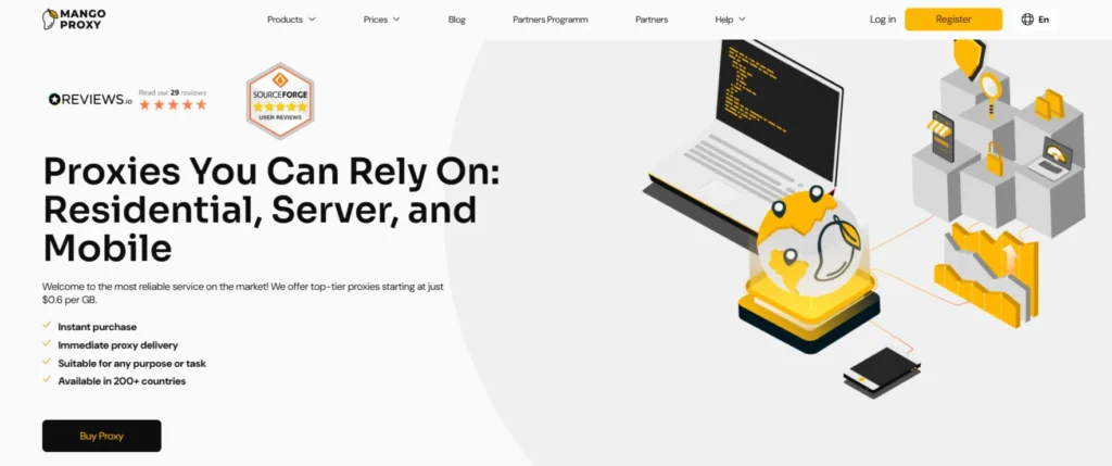 MangoProxy ISP proxies: static provider IPs with unlimited bandwidth and 99.9% uptime
