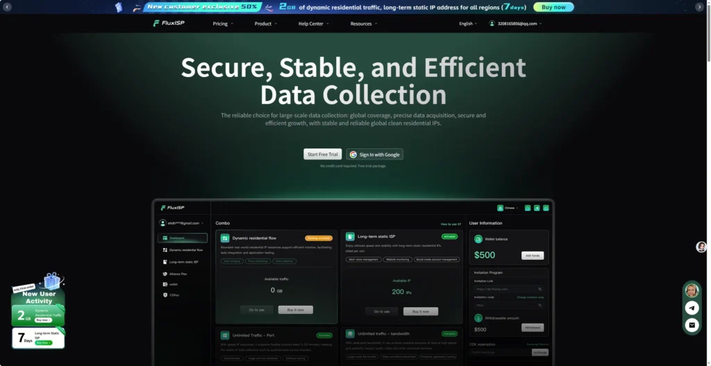 FluxISP static ISP proxies: fixed residential IPs with unlimited bandwidth and 99.92% uptime