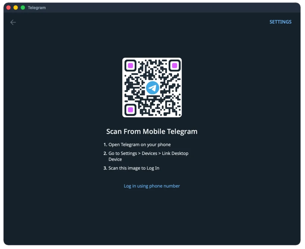 Telegram phone number verification screen shown after forced logout from all devices